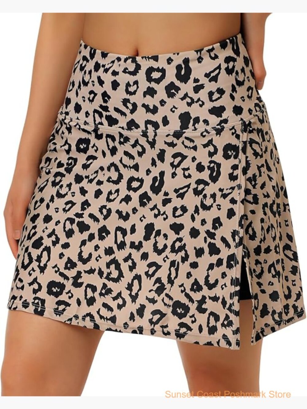 High Waisted Swim Skirt with Pockets Tummy Control Nylon Blend